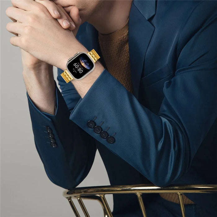 Watch Strap for Apple Watch Series 11 10 42mm / 9 8 7 41mm / SE3 SE2 SE 6 5 4 40mm / 3 2 1 38mm Watch Band 316L Stainless Steel Magnetic Wrist Strap - Gold - 6