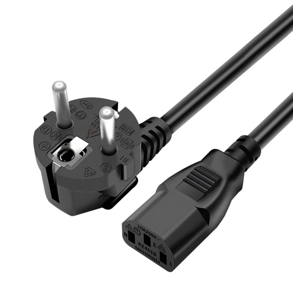 1.5m 3*0.75 SQMM Pure Copper Core EU Plug Power Cable for Monitor / Kettle 3 Square Pins Power Adapter (VDE Certified) - 1