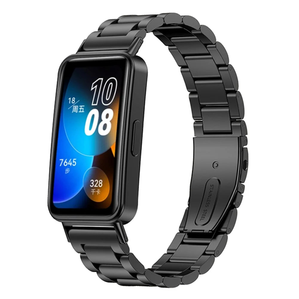 For Huawei Band 8 / Band 8 NFC / Band 9 / Band 9 NFC Stainless Steel Watch Band Replacement Metal Strap - Black - 3