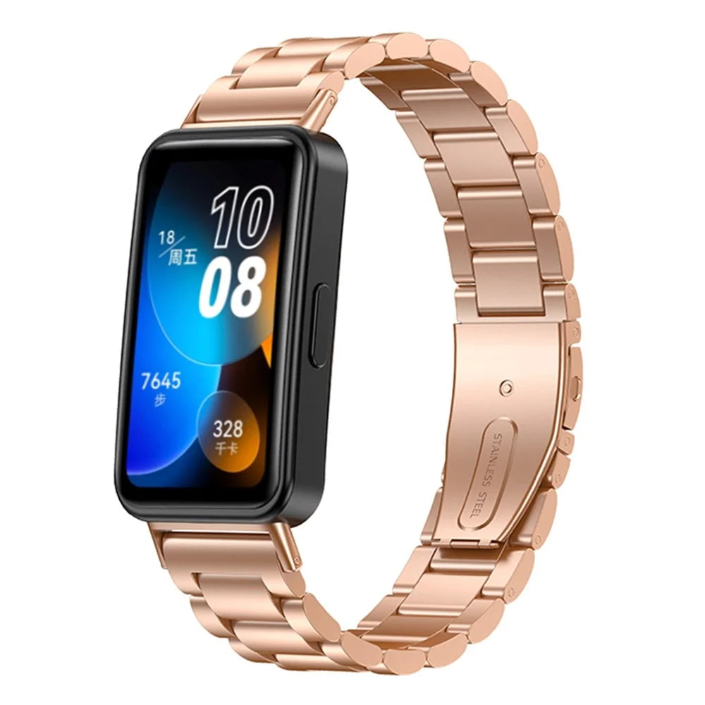 For Huawei Band 8 / Band 8 NFC / Band 9 / Band 9 NFC Metal Watch Bracelet Strap Stainless Steel Watch Band - Rose Gold - 2