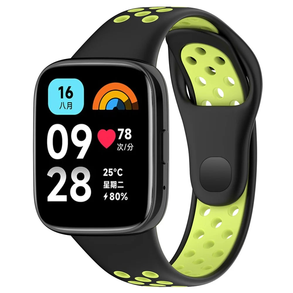 For Xiaomi Redmi Watch 3 Lite / Watch 3 Active Bicolor Watch Bands Silicone Quick Release Replacement Watch Strap - Black+Lime - 2