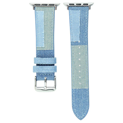 Watch Strap for Apple Watch Series 11 10 42mm / 9 8 7 41mm / SE3 SE2 SE 6 5 4 40mm / 3 2 1 38mm Jeans Style Watch Strap Canvas Watchband - Baby Blue - 1