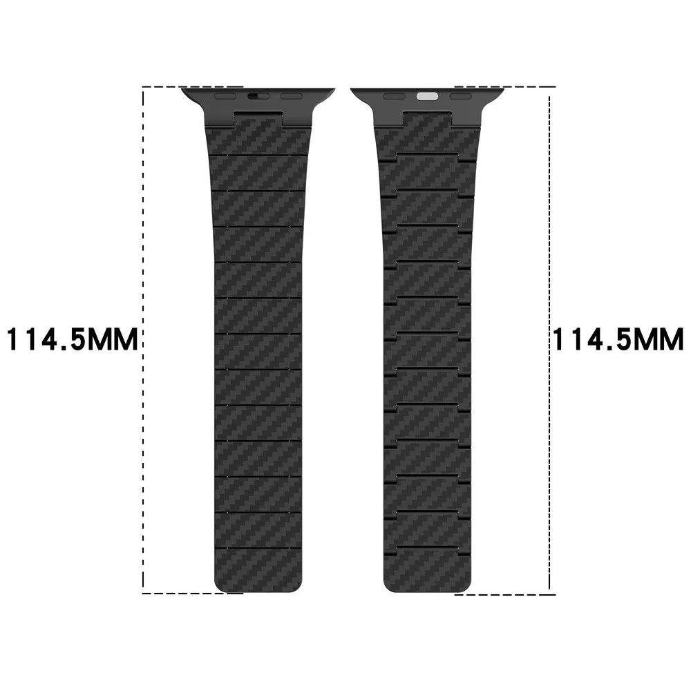 Magnetic Watch Band for Apple Watch Ultra 3 2 1 49mm / Series 11 10 46mm / 9 8 7 45mm / SE3 SE2 SE 6 5 4 44mm / 3 2 1 42mm , AW Carbon Fiber Texture PC Strap - Black - 5