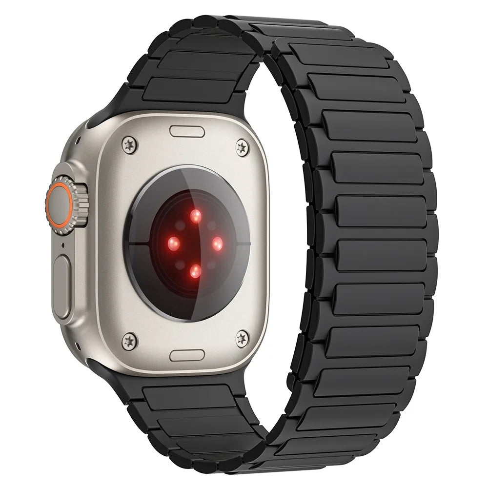 Magnetic Band for Apple Watch Series 11 10 42mm / 9 8 7 41mm / SE3 SE2 SE 6 5 4 40mm / 3 2 1 38mm AW Silicone Adjustable Strap - Black - 1