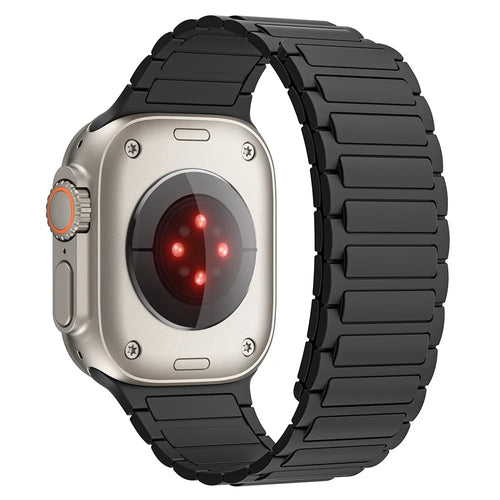 Magnetic Band for Apple Watch Series 11 10 42mm / 9 8 7 41mm / SE3 SE2 SE 6 5 4 40mm / 3 2 1 38mm AW Silicone Adjustable Strap - Black - 1