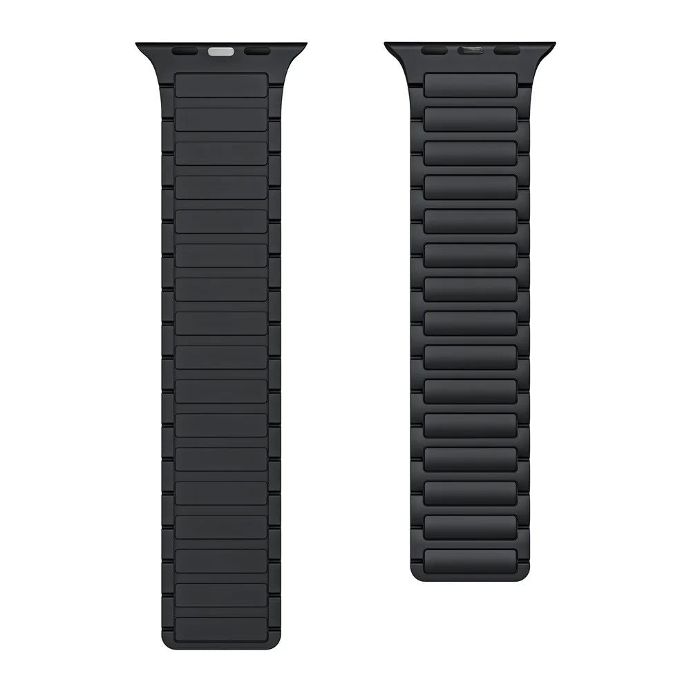 Magnetic Band for Apple Watch Series 11 10 42mm / 9 8 7 41mm / SE3 SE2 SE 6 5 4 40mm / 3 2 1 38mm AW Silicone Adjustable Strap - Black - 2