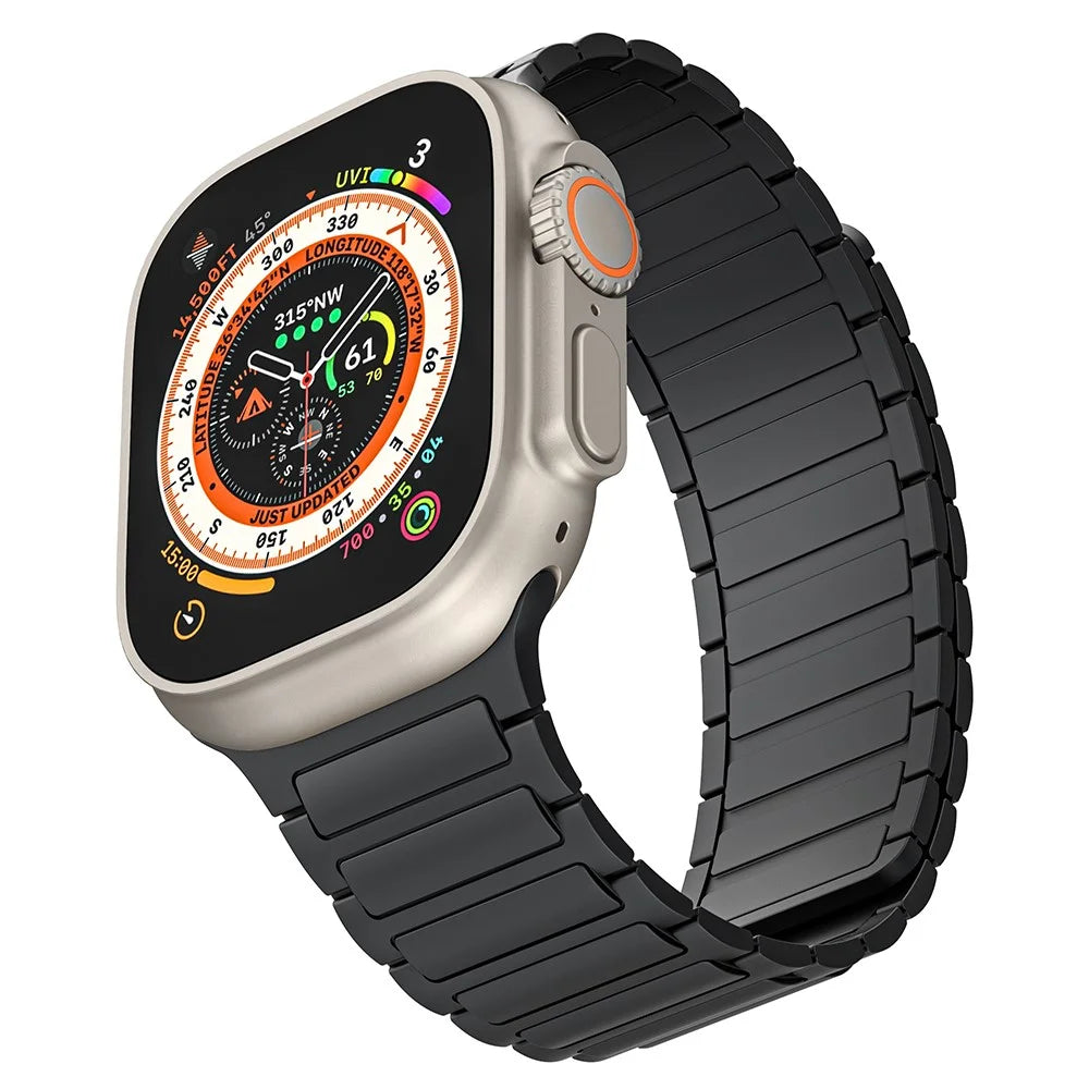 Magnetic Band for Apple Watch Series 11 10 42mm / 9 8 7 41mm / SE3 SE2 SE 6 5 4 40mm / 3 2 1 38mm AW Silicone Adjustable Strap - Black - 4