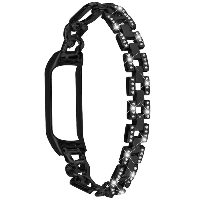 For Xiaomi Mi Band 7 Rhinestone Decor Alloy Watch Band with Watch Case - Black - 2