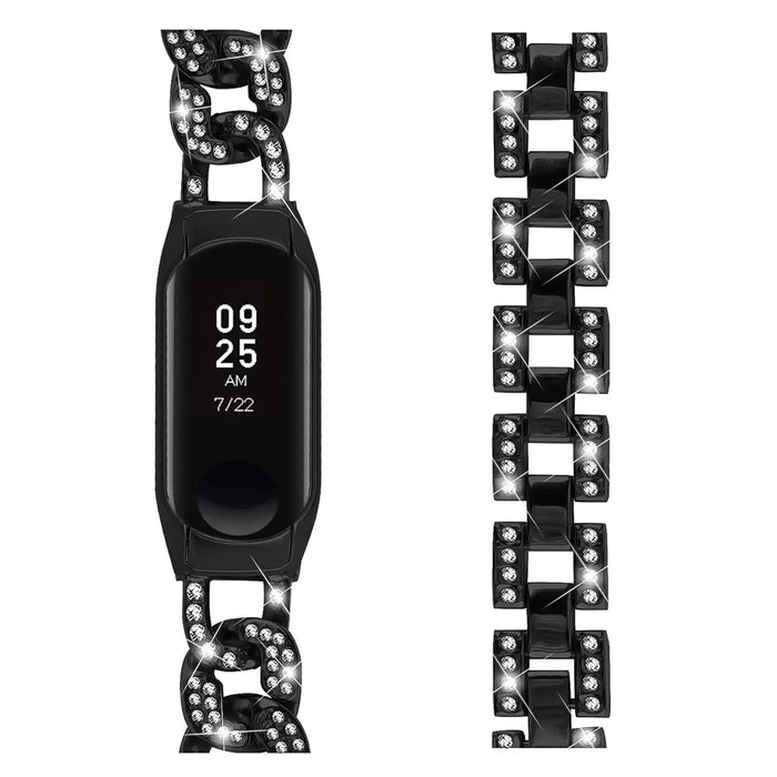 For Xiaomi Mi Band 7 Rhinestone Decor Alloy Watch Band with Watch Case - Black - 3