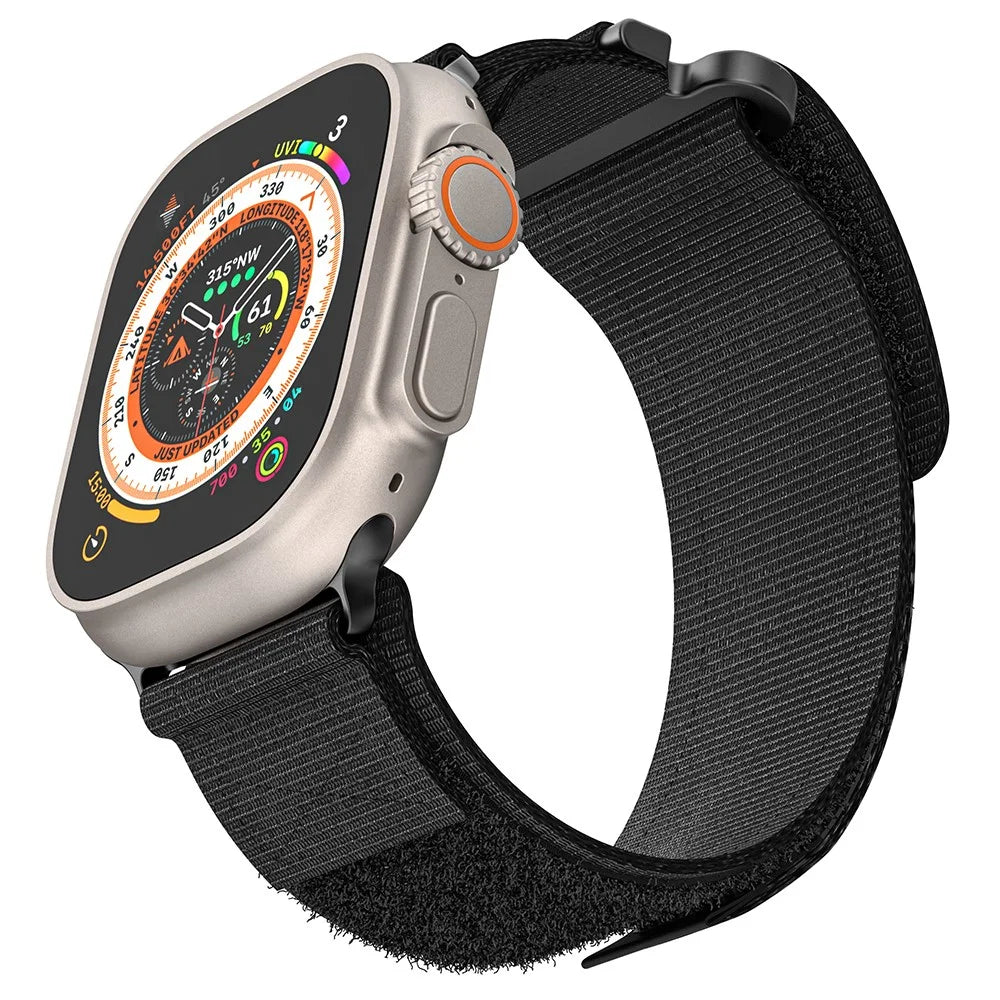 For Apple Watch Ultra 3 2 1 49mm / Series 11 10 46mm / 9 8 7 45mm / SE3 SE2 SE 6 5 4 44mm / 3 2 1 42mm AW Watch Strap Nylon Wrist Band - Black - 2
