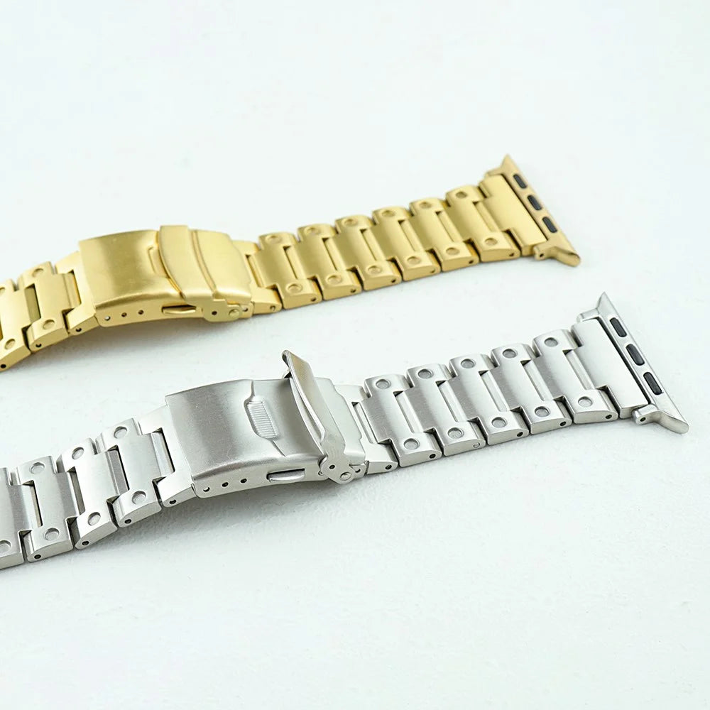 Watch Strap for Apple Watch Series 11 10 42mm / 9 8 7 41mm / SE3 SE2 SE 6 5 4 40mm / 3 2 1 38mm Men Watch Band Stainless Steel Dots Wrist Strap - Gold - 4
