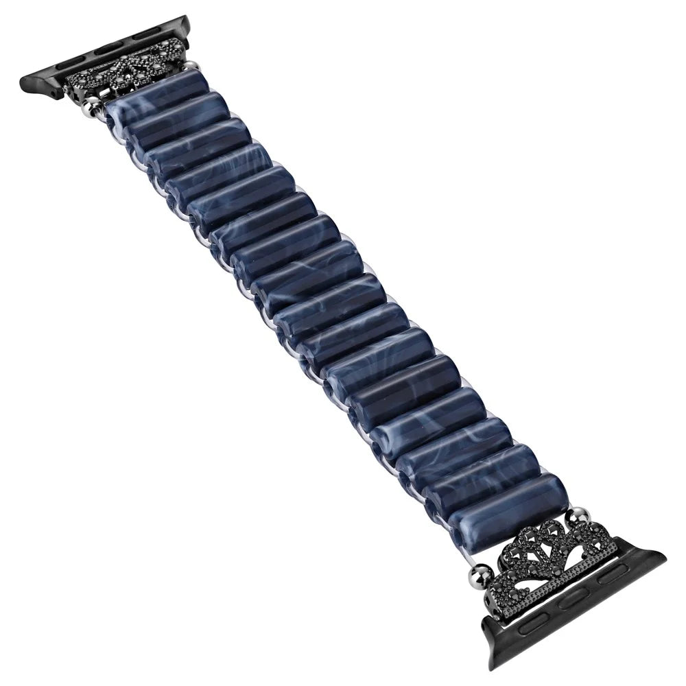 Watch Band for Apple Watch Series 11 10 42mm / 9 8 7 41mm / SE3 SE2 SE 6 5 4 40mm / 3 2 1 38mm Tube Bead Resin Strap - Blue - 2