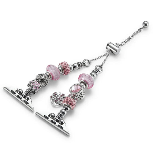 Beaded Bracelet Band for Apple Watch Series 11 10 42mm / 9 8 7 41mm / SE3 SE2 SE 6 5 4 40mm / 3 2 1 38mm Jewelry Watch Strap - Pink / Heart - 1