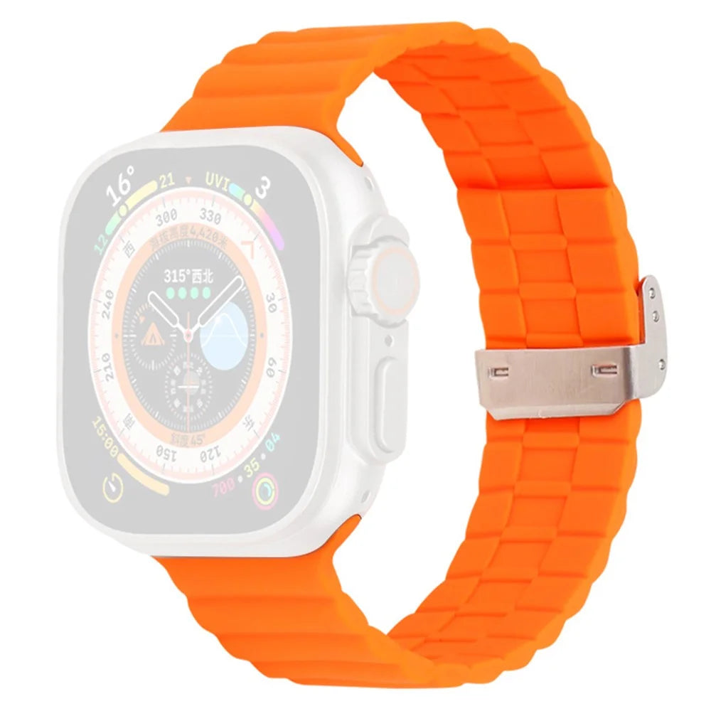 Watch Strap for Apple Watch Series 11 10 42mm / 9 8 7 41mm / SE3 SE2 SE 6 5 4 40mm / 3 2 1 38mm Clip Buckle Silicone Watchband - Orange - 1