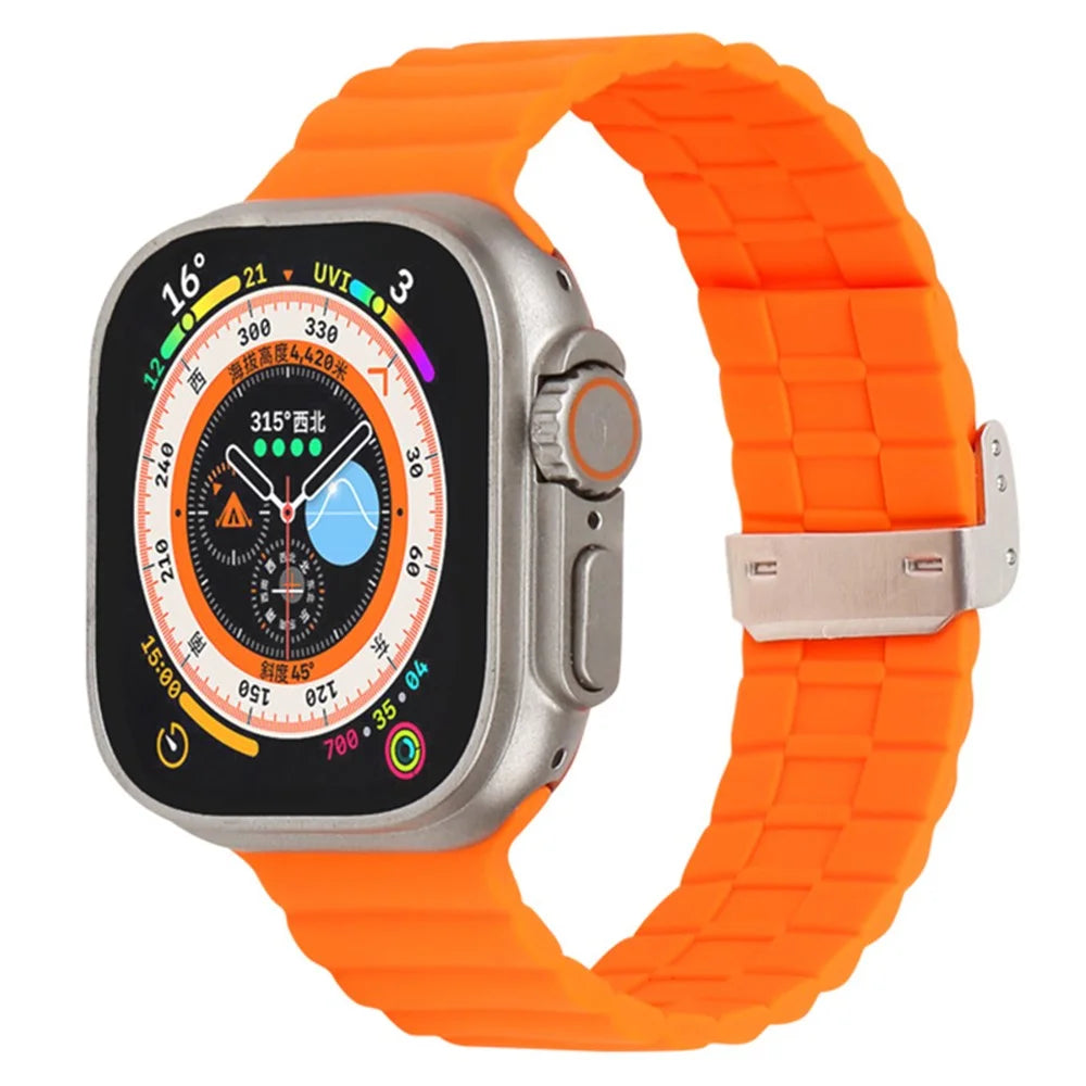 Watch Strap for Apple Watch Series 11 10 42mm / 9 8 7 41mm / SE3 SE2 SE 6 5 4 40mm / 3 2 1 38mm Clip Buckle Silicone Watchband - Orange - 2