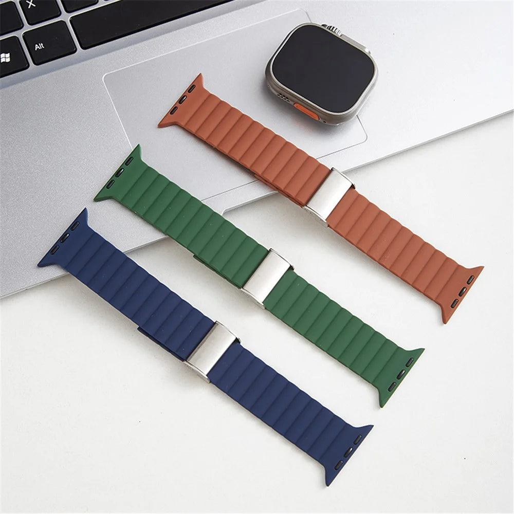 Watch Strap for Apple Watch Series 11 10 42mm / 9 8 7 41mm / SE3 SE2 SE 6 5 4 40mm / 3 2 1 38mm Clip Buckle Silicone Watchband - Orange - 6