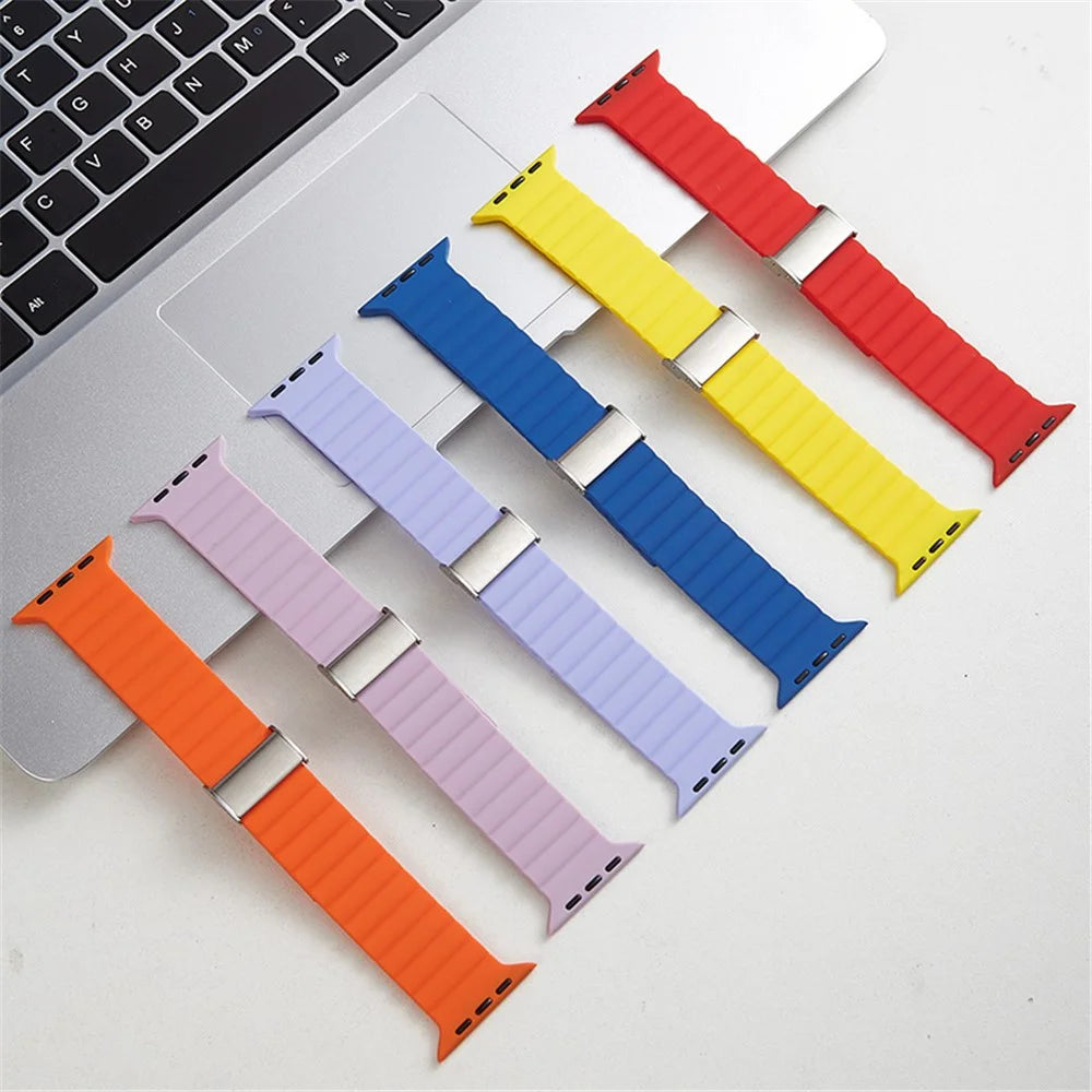 Watch Strap for Apple Watch Series 11 10 42mm / 9 8 7 41mm / SE3 SE2 SE 6 5 4 40mm / 3 2 1 38mm Clip Buckle Silicone Watchband - Orange - 7