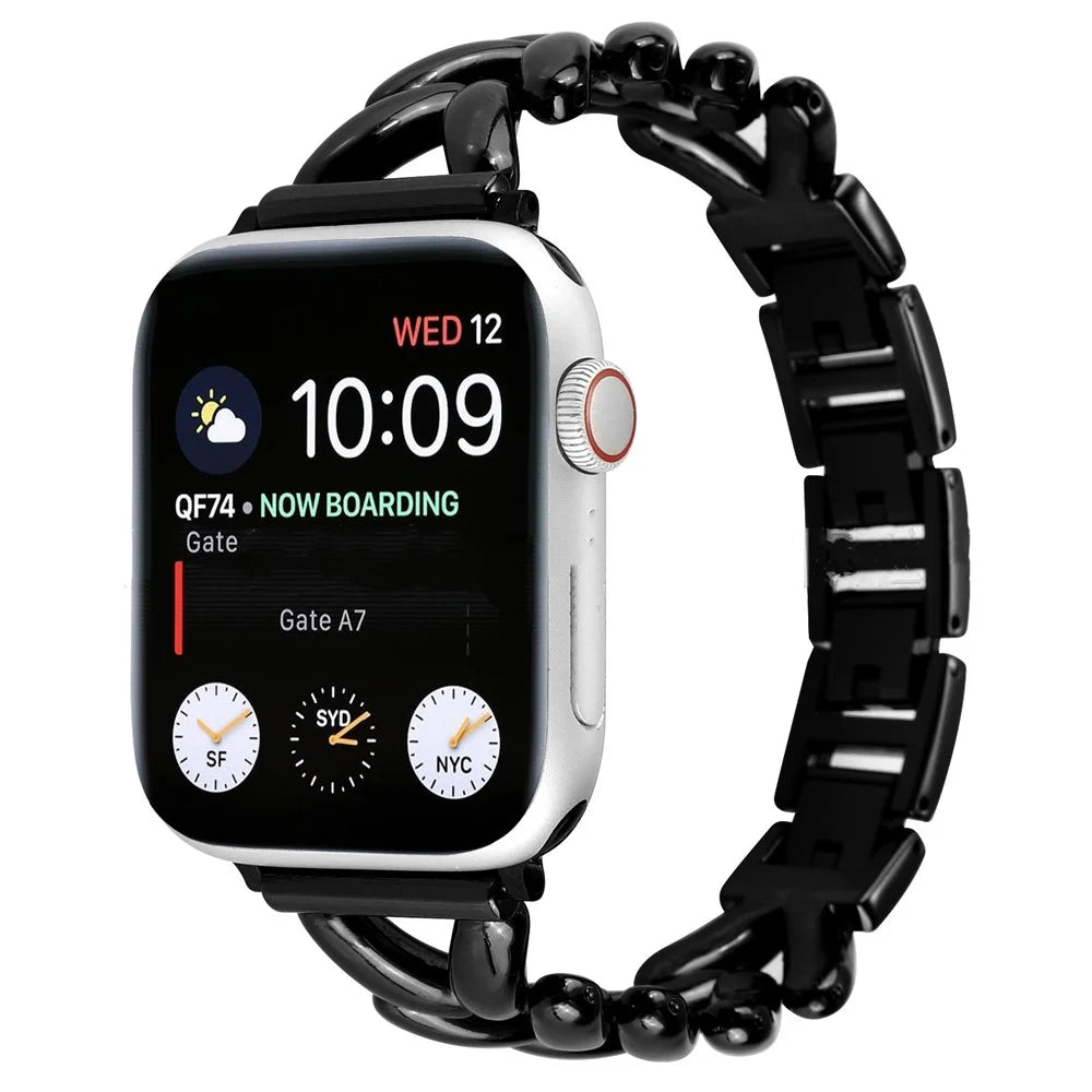 Watch Strap for Apple Watch Series 11 10 42mm / 9 8 7 41mm / SE3 SE2 SE 6 5 4 40mm / 3 2 1 38mm Metal Alloy Watch Band - Black - 3