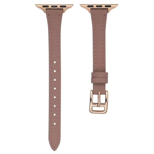 Watch Strap for Apple Watch Series 11 10 42mm / 9 8 7 41mm / SE3 SE2 SE 6 5 4 40mm / 3 2 1 38mm Slim Watchband Genuine Cow Leather Watch Strap - Deep Pink - 1