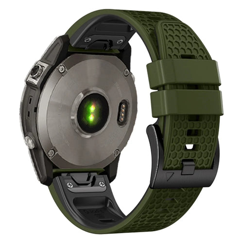 Dot Texture Silicone Band for Garmin Tactix 7 Pro  /  Fenix 7X  /  6X Pro  /  5X Plus , 26mm Dual-color Watch Strap - Army Green+Black - 1