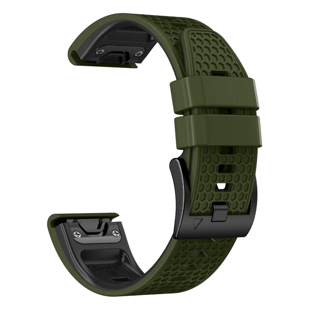 Dot Texture Silicone Band for Garmin Tactix 7 Pro  /  Fenix 7X  /  6X Pro  /  5X Plus , 26mm Dual-color Watch Strap - Army Green+Black - 2