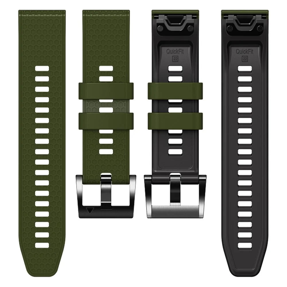 Dot Texture Silicone Band for Garmin Tactix 7 Pro  /  Fenix 7X  /  6X Pro  /  5X Plus , 26mm Dual-color Watch Strap - Army Green+Black - 3