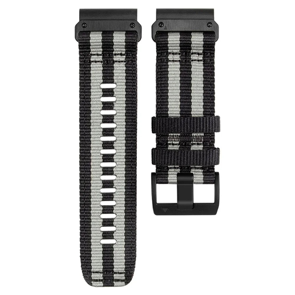Nylon Canvas Watch Band for Garmin Fenix 7 / Forerunner 965 / 955 / 945 / 935 Quick Release Wrist Strap - Black  /  Grey - 2