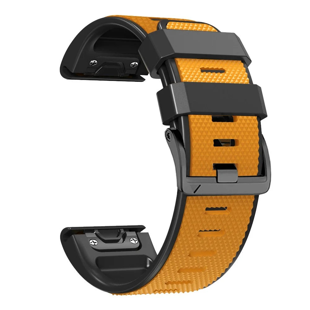 For Garmin Fenix 7 / Forerunner 965 / 955 / 945 / 935 Armband Diamond Texture Silicone Dual-Color Watch Strap - Orange + Black - 1