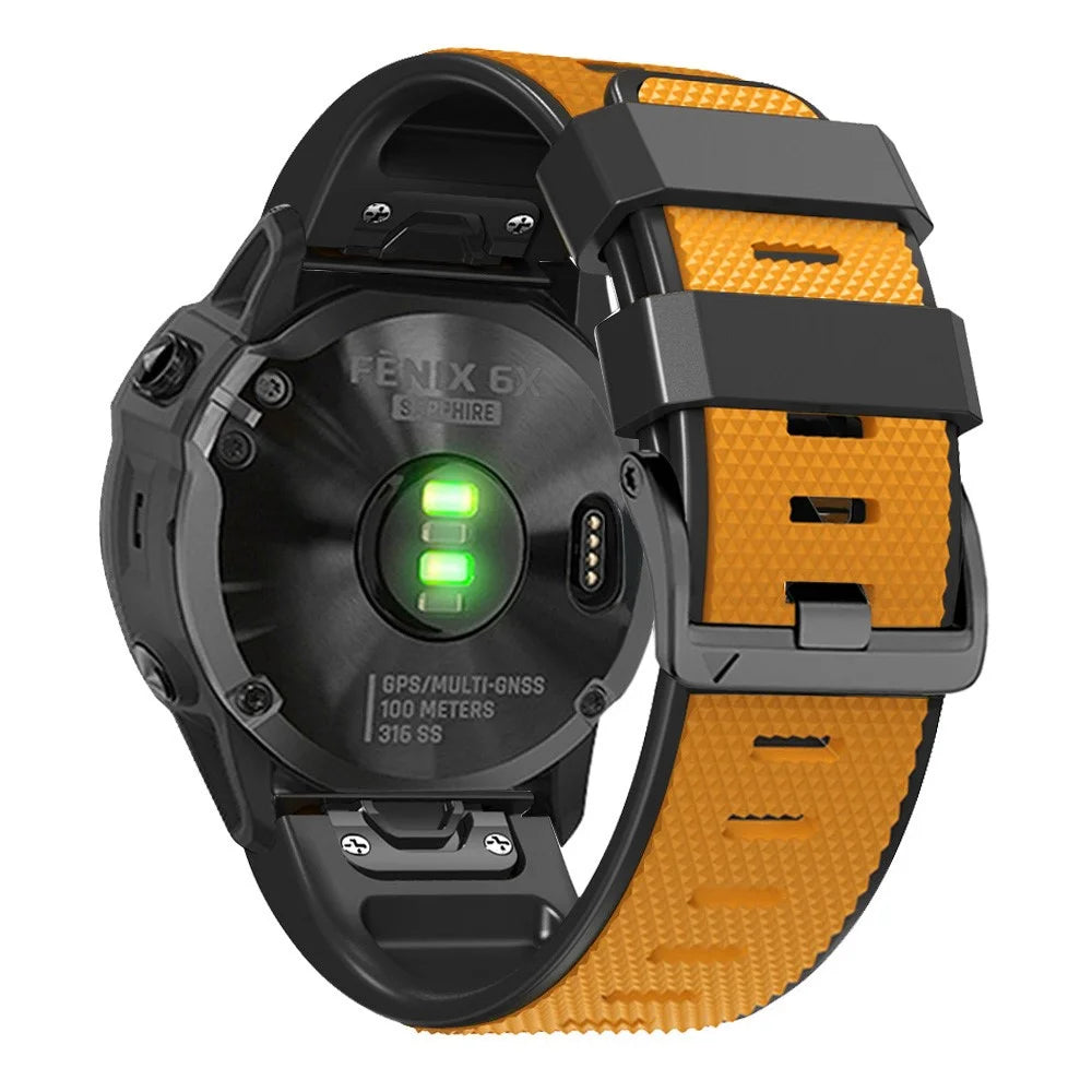For Garmin Fenix 7 / Forerunner 965 / 955 / 945 / 935 Armband Diamond Texture Silicone Dual-Color Watch Strap - Orange + Black - 2