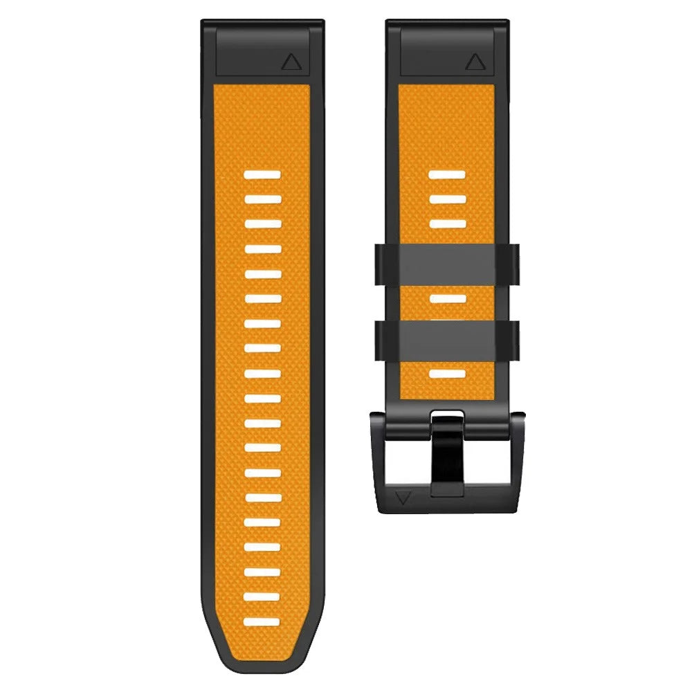 For Garmin Fenix 7 / Forerunner 965 / 955 / 945 / 935 Armband Diamond Texture Silicone Dual-Color Watch Strap - Orange + Black - 3