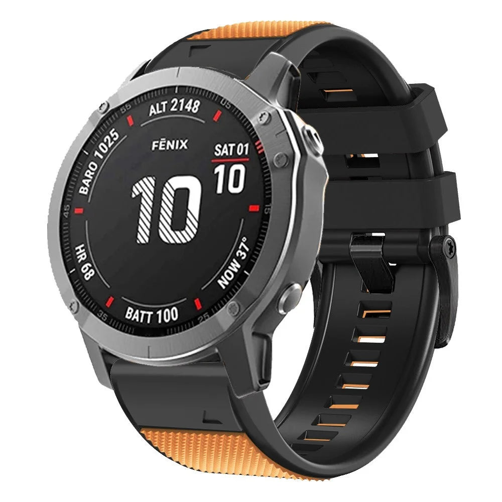 For Garmin Fenix 7 / Forerunner 965 / 955 / 945 / 935 Armband Diamond Texture Silicone Dual-Color Watch Strap - Orange + Black - 4