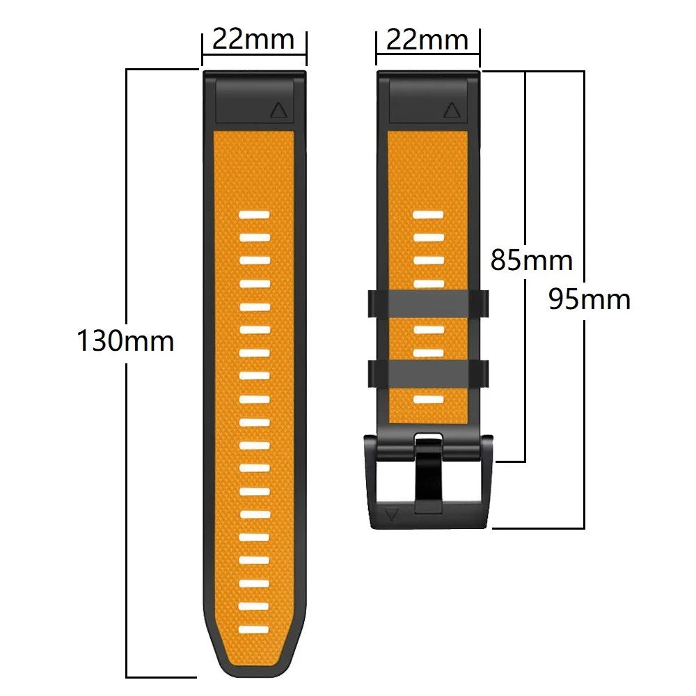 For Garmin Fenix 7 / Forerunner 965 / 955 / 945 / 935 Armband Diamond Texture Silicone Dual-Color Watch Strap - Orange + Black - 5