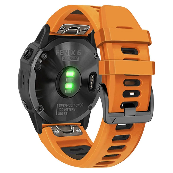 Dual-color Watch Band for Garmin Fenix 7 / Forerunner 965 / 955 / 945 / 935 , Smooth Silicone Soft Strap - Orange+Black - 3