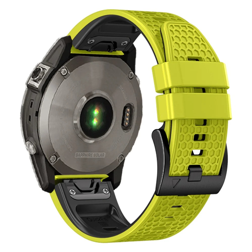 Dot Texture Watch Band for Garmin Fenix 7 / Forerunner 965 / 955 / 945 / 935 , Soft Silicone Dual-color Wrist Strap - Lime+Black - 1