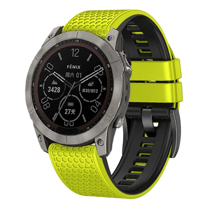 Dot Texture Watch Band for Garmin Fenix 7 / Forerunner 965 / 955 / 945 / 935 , Soft Silicone Dual-color Wrist Strap - Lime+Black - 4