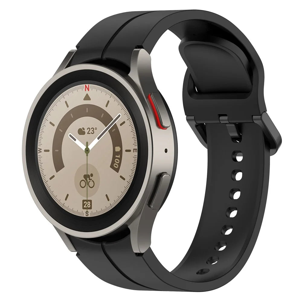 For Samsung Galaxy Watch6 / Watch6 Classic / Watch 5 / 5 Pro / Watch3 41mm Silicone Groove Watchband 20mm Watch Strap - Black - 5