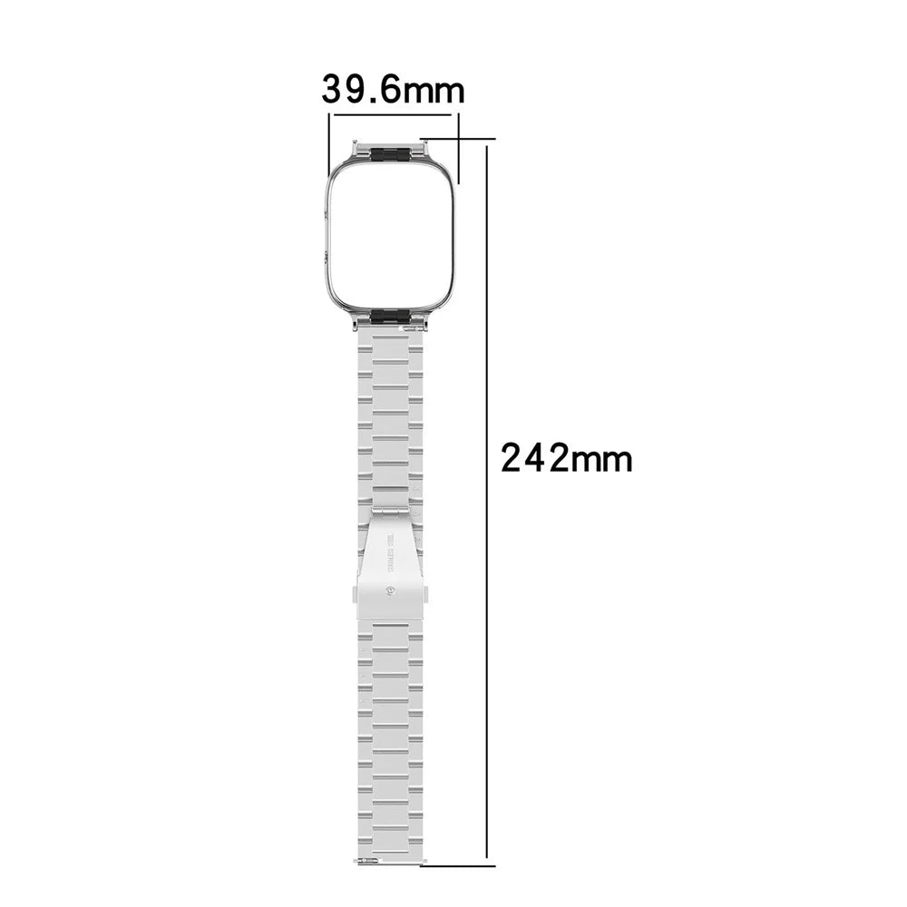 For Xiaomi Redmi Watch 3 Lite / Watch 3 Active Watch Band 3 Beads Metal Wrist Strap with Watch Case - Black - 7