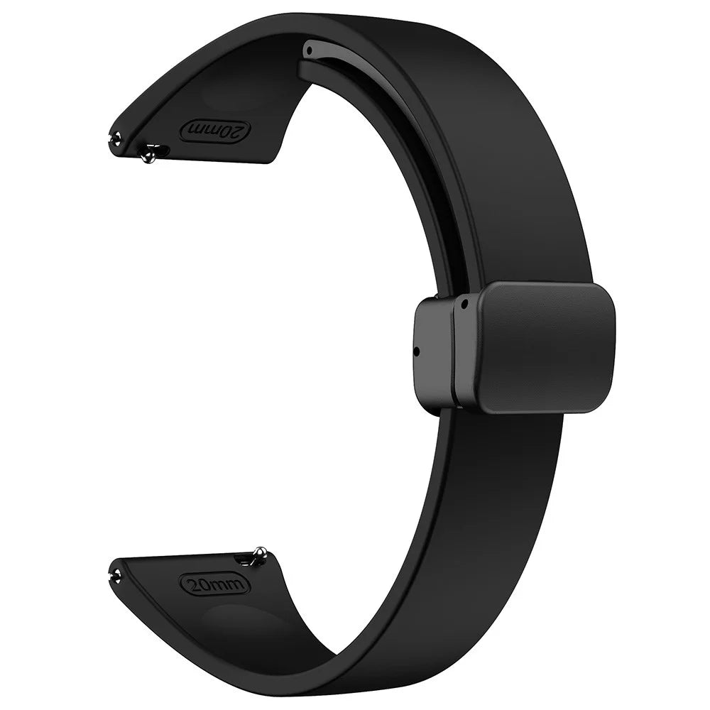 22mm Silicone Bands for Garmin Forerunner 265 / 255 / Vivoactive 4 / Venu 2 , Sport Watch Strap with Black Magnetic Folding Buckle - Black - 1