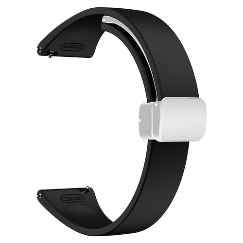 Silicone Sport Watch Band for Garmin Forerunner 265 / 255 / Vivoactive 4 / Venu 2 , 22mm Adjustable Strap with Silver Magnetic Folding Buckle - Black - 1