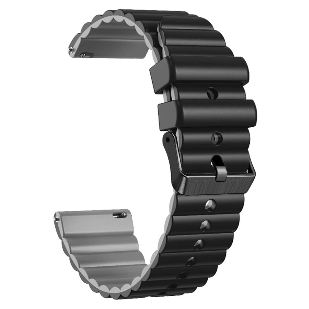Silicone Watch Band for Suunto Vertical / 9 Peak Pro / 5 Peak , Horizontal Stripes 22mm Dual-color Bracelet with Black Buckle - Black+Grey - 2