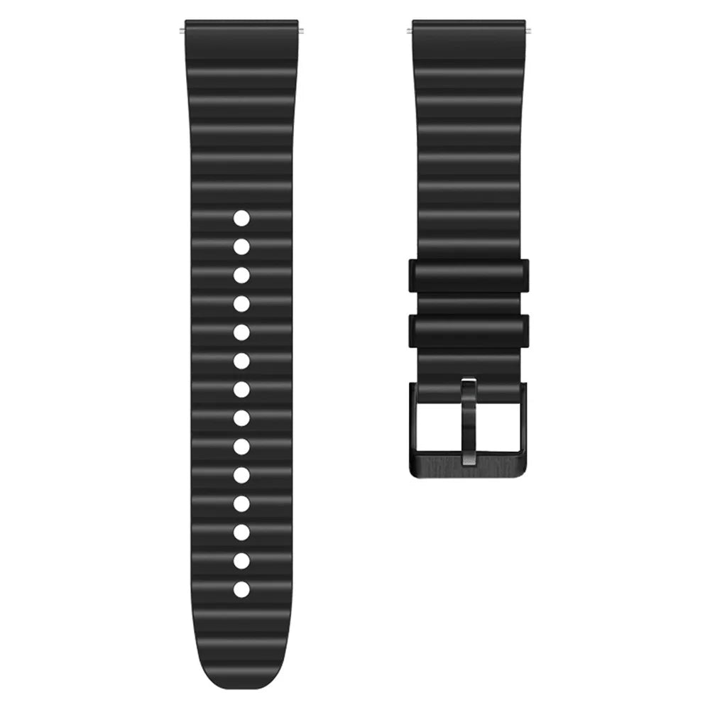 Silicone Watch Band for Suunto Vertical / 9 Peak Pro / 5 Peak , Horizontal Stripes 22mm Dual-color Bracelet with Black Buckle - Black+Grey - 3