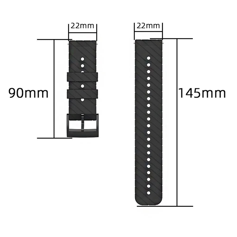 Twill Texture Silicone Band for Suunto Vertical / 9 Peak Pro / 5 Peak , 22mm Watch Straps Bracelet Wristband - Black - 5