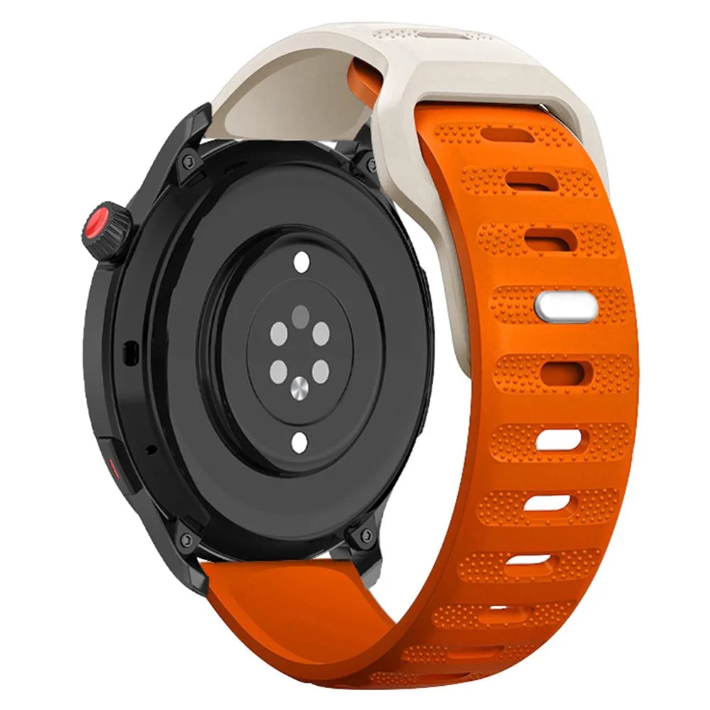 Silicone Watch Band for Garmin Forerunner 265 / 255 / Vivoactive 4 / Venu 2 , 22mm Dot Texture Wrist Strap Bracelet - Starlight+Orange - 1