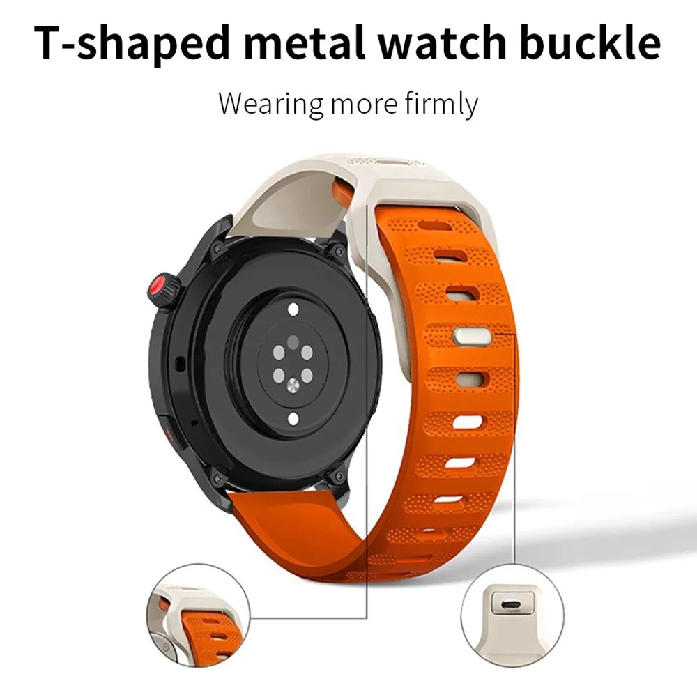 Silicone Watch Band for Garmin Forerunner 265 / 255 / Vivoactive 4 / Venu 2 , 22mm Dot Texture Wrist Strap Bracelet - Starlight+Orange - 3