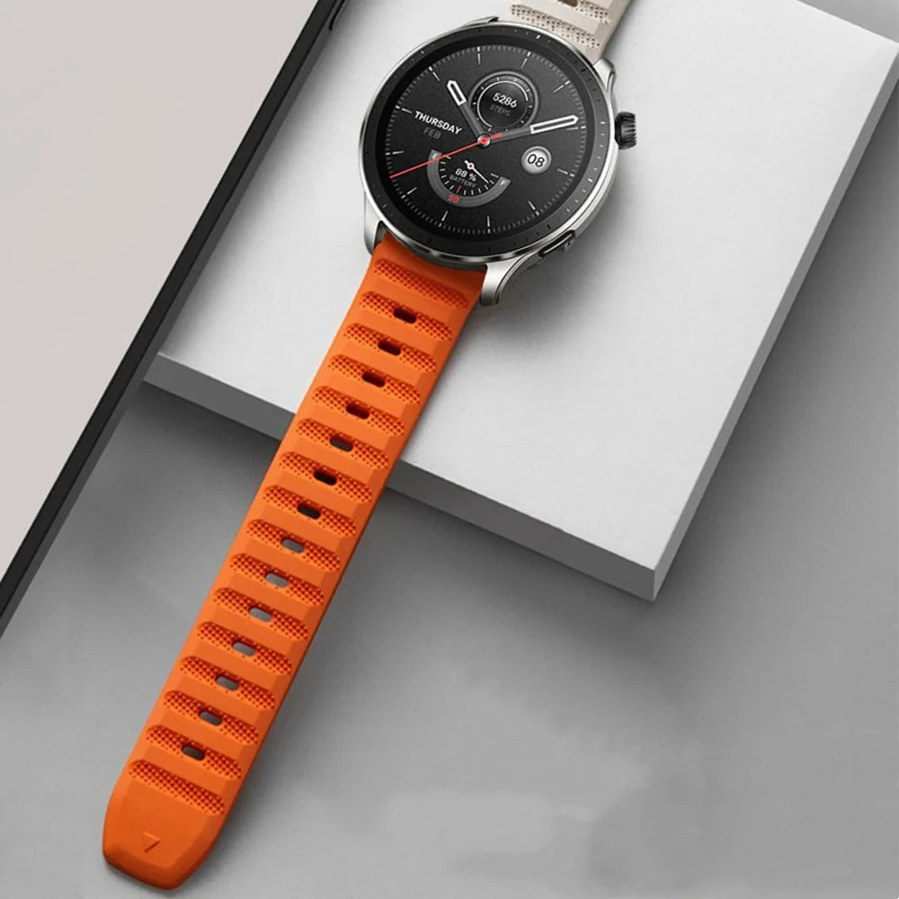 Silicone Watch Band for Garmin Forerunner 265 / 255 / Vivoactive 4 / Venu 2 , 22mm Dot Texture Wrist Strap Bracelet - Starlight+Orange - 6