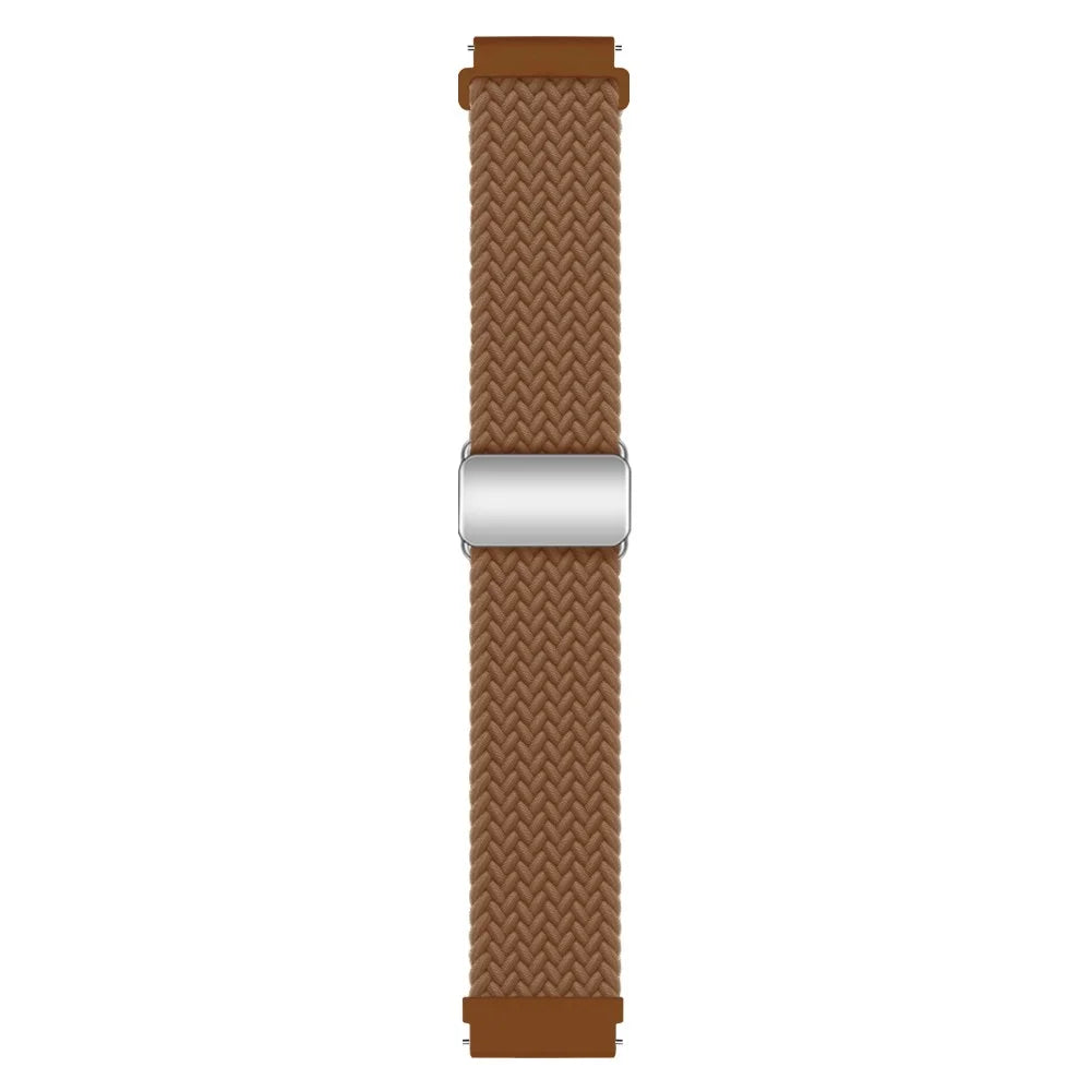 22mm Watch Band for Garmin Forerunner 265 / 255 / Vivoactive 4 / Venu 2 , Nylon Braided Strap with Magnetic Folding Buckle - Brown - 2