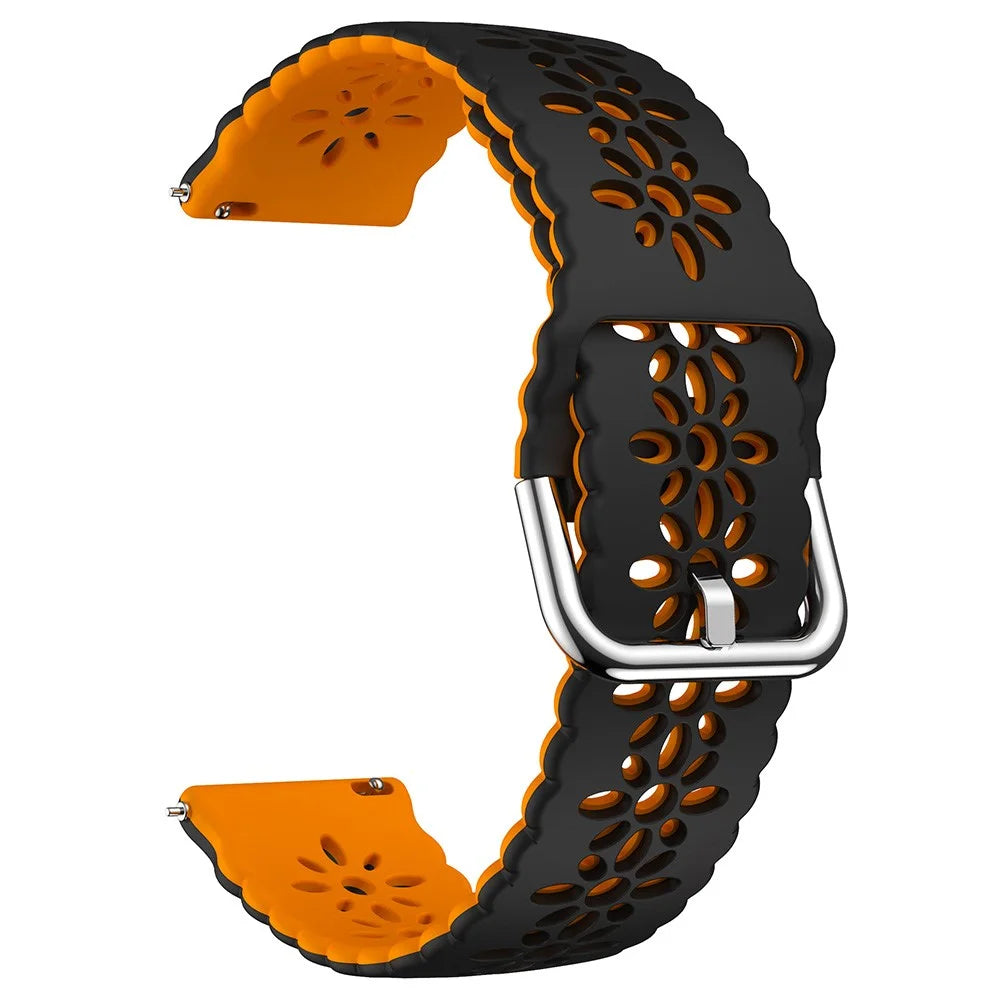 Watch Band for Samsung Galaxy Watch6 / Watch6 Classic / Watch 5 / Watch 5 Pro / Watch4 / Watch4 Classic 20mm Silicone Strap - Black+Orange - 1