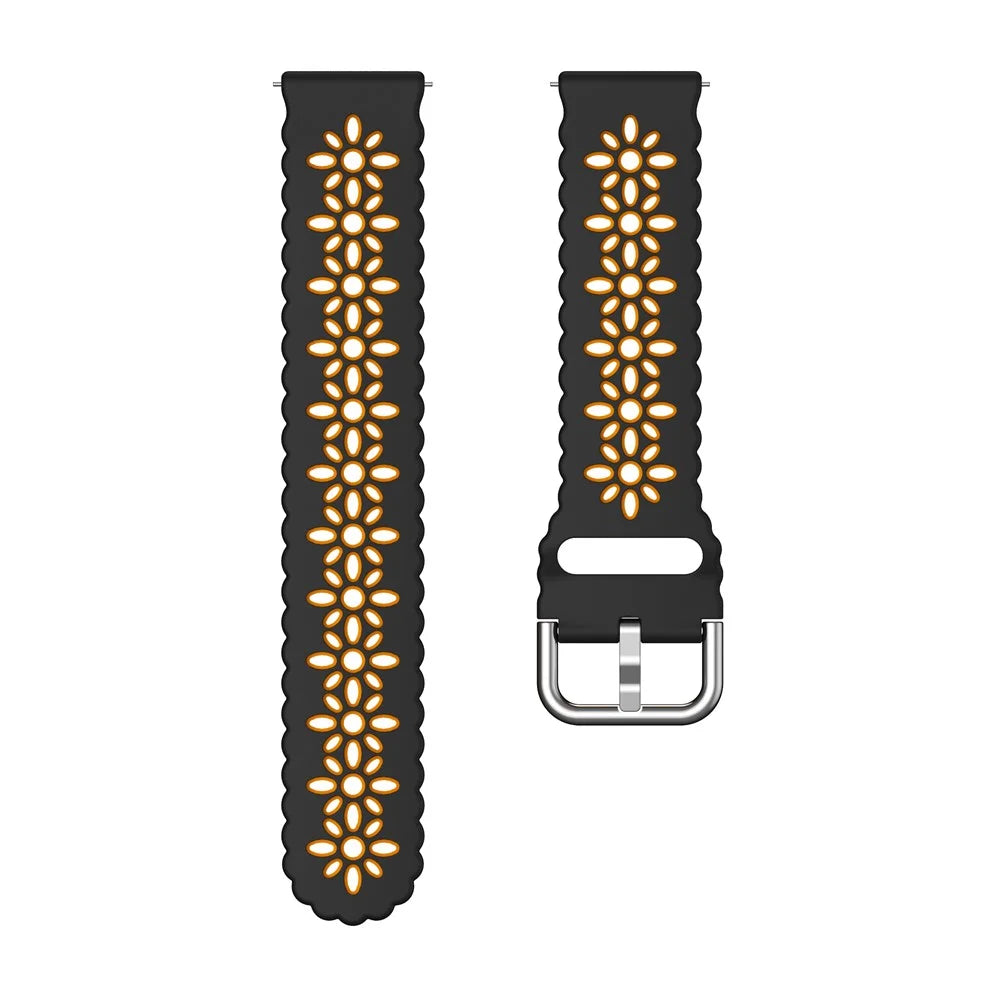 Watch Band for Samsung Galaxy Watch6 / Watch6 Classic / Watch 5 / Watch 5 Pro / Watch4 / Watch4 Classic 20mm Silicone Strap - Black+Orange - 2