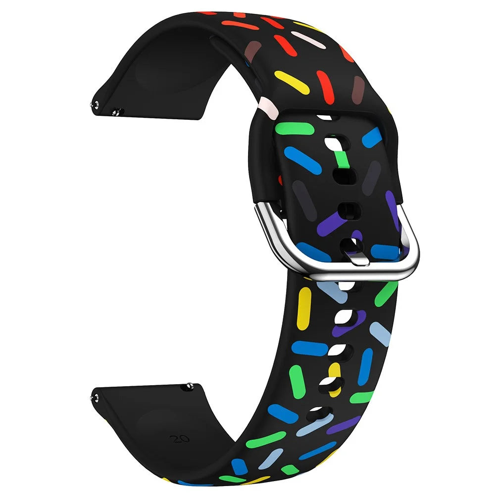 20mm Watch Band for Samsung Galaxy Watch6 / Watch6 Classic / Watch 5 / Watch 5 Pro / Watch4 / Watch4 Classic , Pattern Silicone Strap Wristband - Black Rainbow - 1