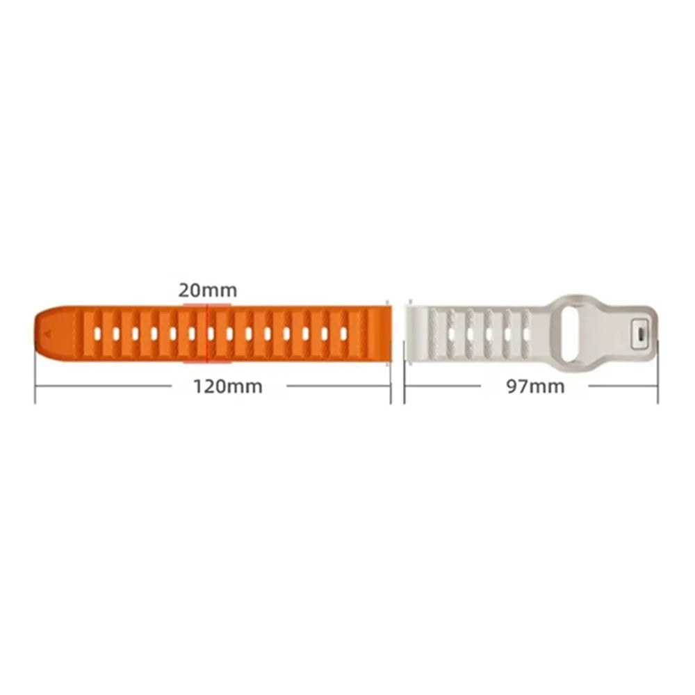 Watch Band for Samsung Galaxy Watch6 / Watch6 Classic / Watch 5 / Watch 5 Pro / Watch4 / Watch4 Classic , 20mm Silicone Strap - Starlight+Orange - 7